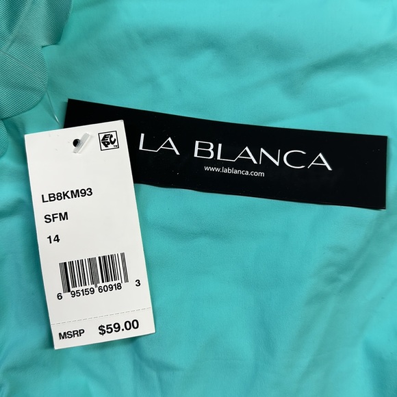 La Blanca Mint Bikini Bottom, Size 14 - Picture 3 of 3